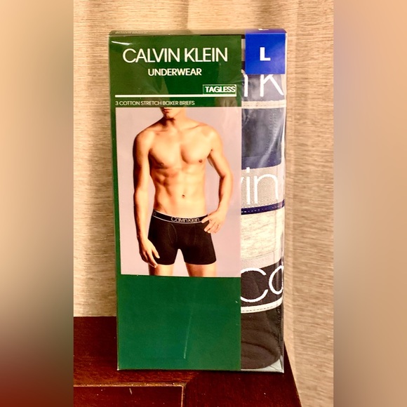 CALVIN KLEIN Men’s 3 Pack Classics Tagless Cotton Stretch Boxer Briefs. - Picture 10 of 10